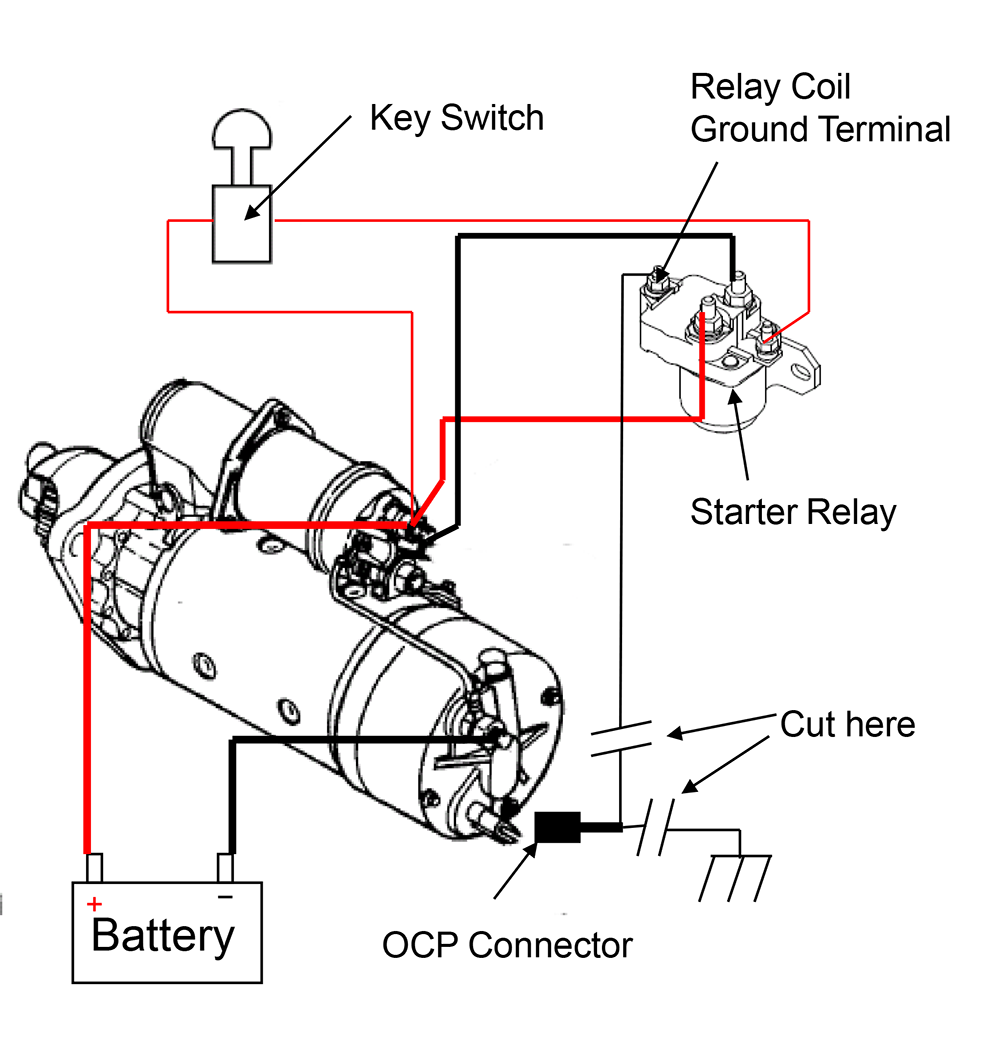 Schematic showing a starter that requires an OCP.