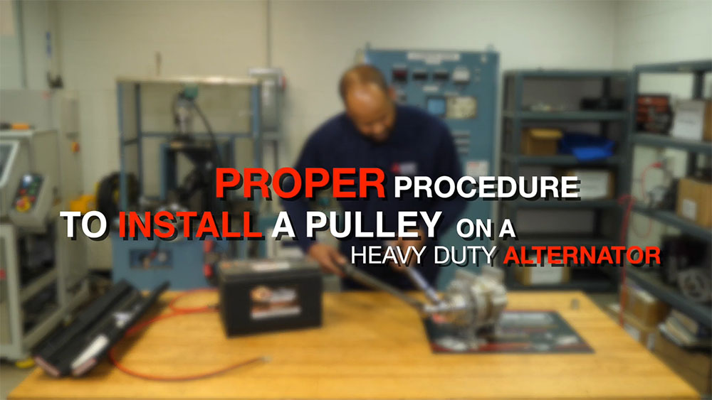 Watch a video demonstrating how to install a pulley onto a Mistubishi Electric Heavy Duty alternator.